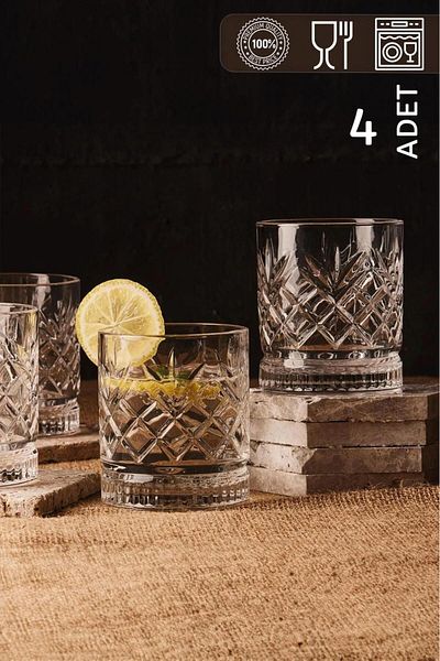 HOMENIVA Agave 4-Piece Glass Cup Set 370 ml