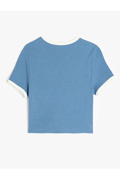Koton Γυναικείο μπλουζάκι με κοντό μανίκι Navy Blue 5sal10081ık