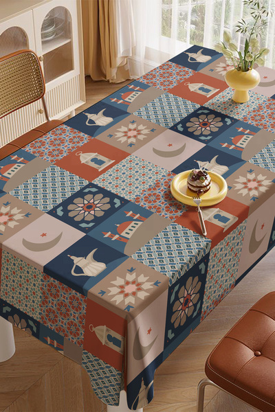 EsnafAli Față de masă cu tematică Ramadan portocaliu albastru