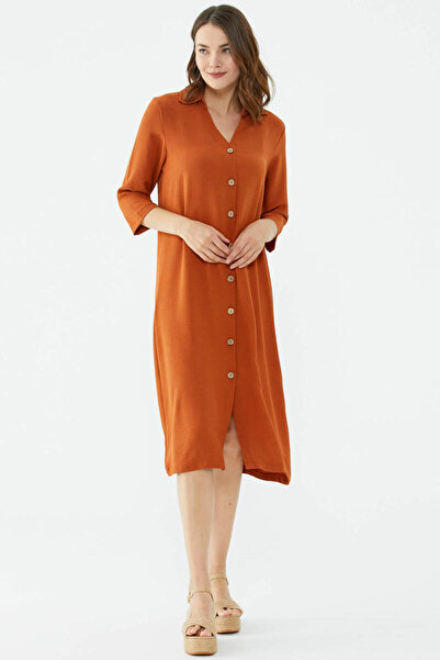 Sementa Φόρεμα με κουμπιά άνετο Midi μήκους - Πλακάκι