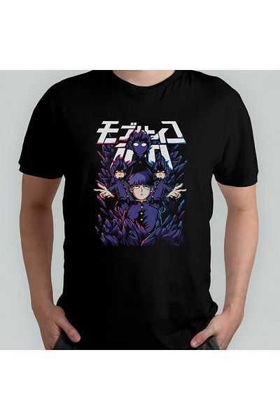 Pixxa Mob Psycho 100 Unisex 100% Cotton T-Shirt με λαιμόκοψη Μοντέλο 1