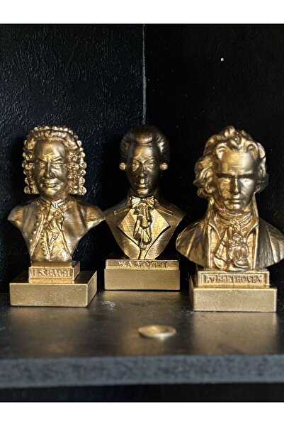 3D PROATO Klasik Müzik Bestekarları Heykelcik Üçlü Set / Mozart, Beethoven, Bach
