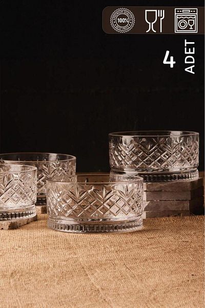HOMENIVA Agave 4-Piece Glass Bowl Set 460 ml