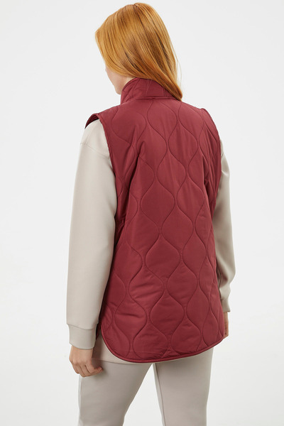 Sementa Регулярний крій, стьобаний жилет на кнопках - бордовий