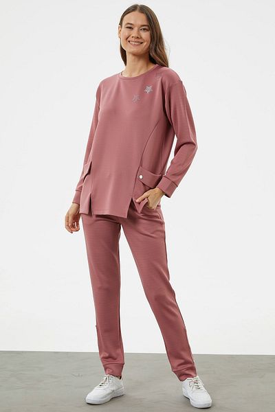 Sementa Σετ αθλητική φόρμα Oversize με λεπτομέρεια τσέπης τσάντας - Τριαντάφυλλο