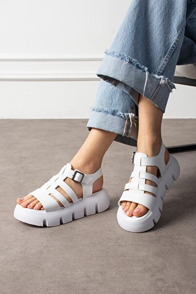 Ayax Sandale Gladiator albe pentru damă