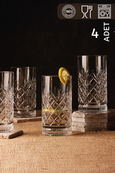 HOMENIVA Agave Long 4’lü Cam Bardak Seti 450 ml