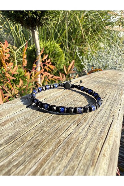 Sırlı Taş Varisit, Hematit Doğal Taş Bileklik, Tasarım Bileklik, Unisex 4mm İpli Ayarlanabilir