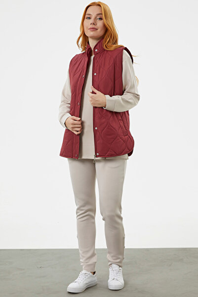 Sementa Регулярний крій, стьобаний жилет на кнопках - бордовий