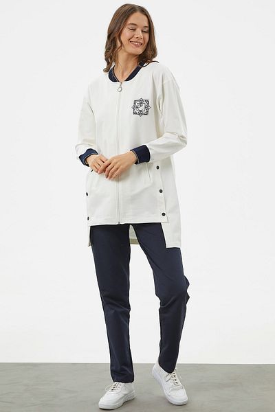 Sementa Zippered Tunic Tracksuit Set - Ecru