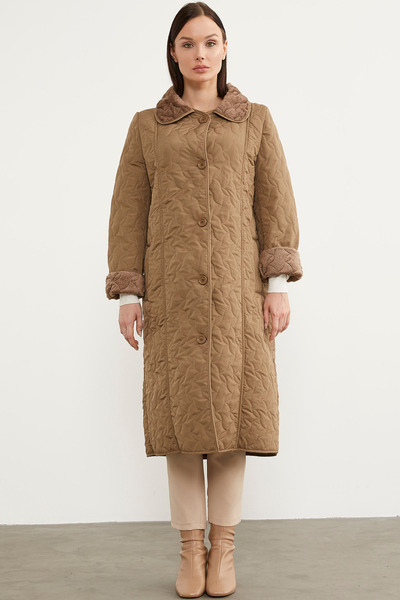 Sementa Fully Plush Inside Quilted Long Coat - Mink