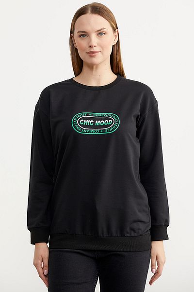 Sementa Τυπωμένο Oversize Basic Φούτερ - Μαύρο