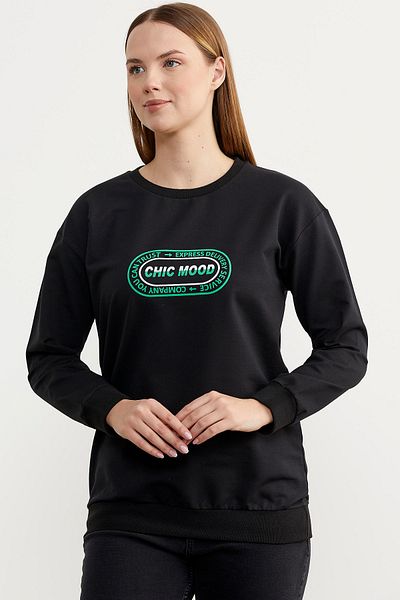 Sementa Τυπωμένο Oversize Basic Φούτερ - Μαύρο