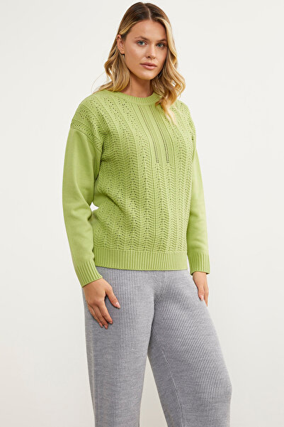 Sementa Светр з коміром-стійкою і зигзагоподібним візерунком - зелений