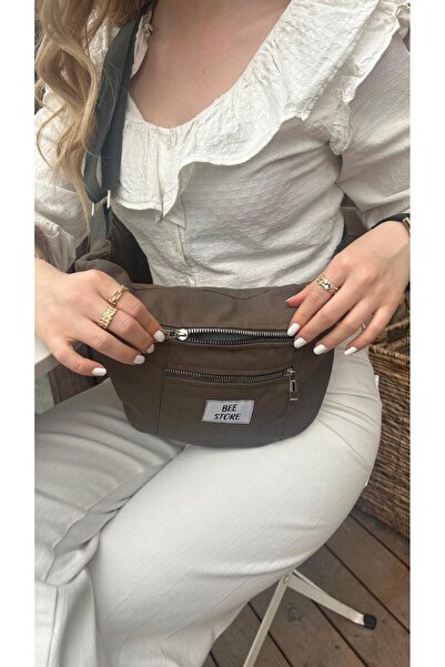 bee store Haki Yeşil Kanvas Kadın Bel Çantası