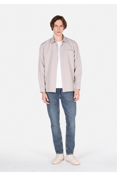 Colin's Regular Fit Shirt Neck Düz Erkek Bej Uzun Kol Gömlek