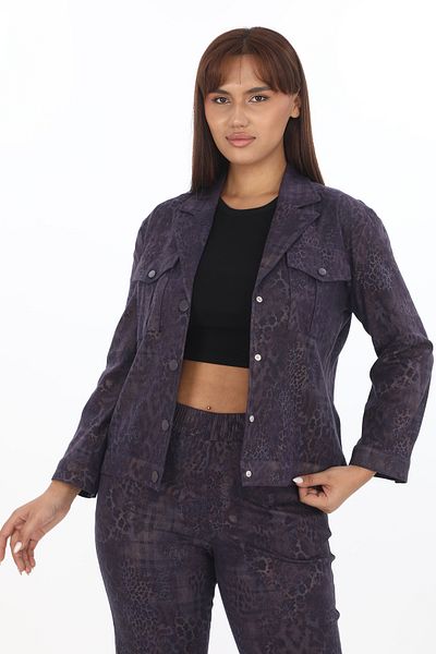 EXİTLİNE Women's Special Print Patterned Purple Suit