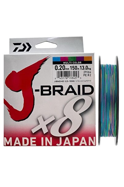 daiwa J-Braid 8X Multi Color 150 mt 0.20 mm İp Misina