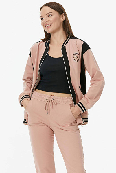 Sementa Metal Zippered Color Block Tracksuit Set - Powder