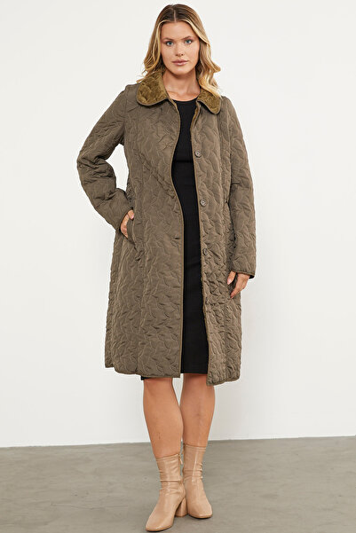 Sementa Повністю плюшевий довгий пальто з капітоне - хакі