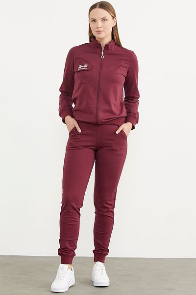 Sementa Zippered Jogger Tracksuit Set - Claret Red