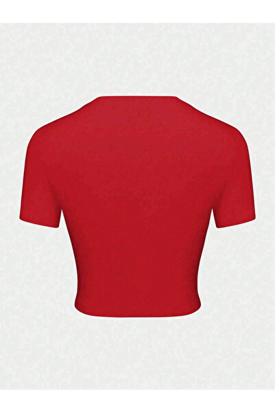 Touz Moda Strawberry Printed Red Crop Blouse