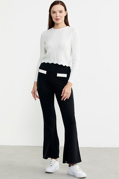 Sementa Black Knitwear Trousers - Spanish Leg and Slit Detail