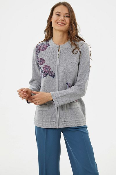 Sementa Thick Knitted Jacket with Zipper - Gray