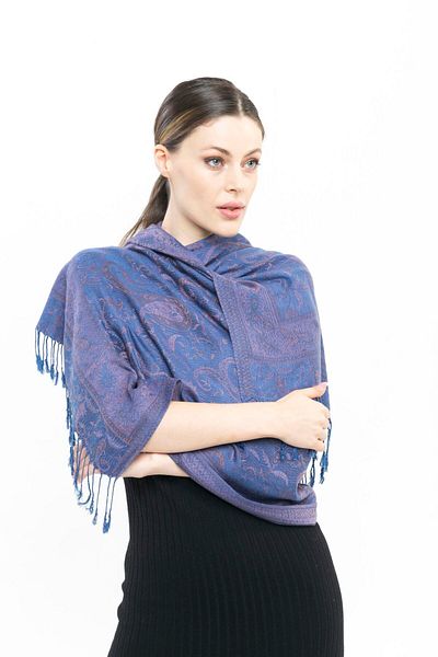 K&B PASHMINA Σάλι Navy Blue 70x180 εκ