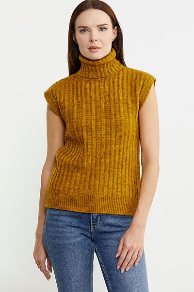 Sementa Full Fisherman Sleeveless Knitwear - Woolen Mustard