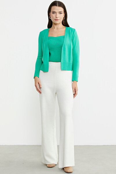 Sementa Wide Leg Elastic Wool Knitwear Trousers - Bone