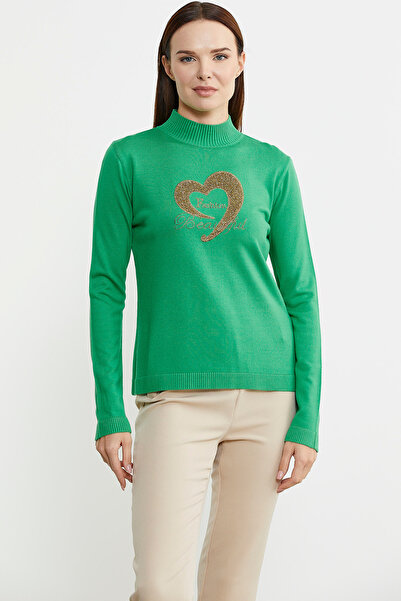 Sementa Зелений светр з високим коміром - з деталями