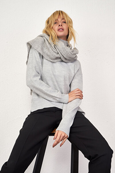 Sementa Γυναικείο Πλεκτό Πουλόβερ με Κολάρα - Γκρι