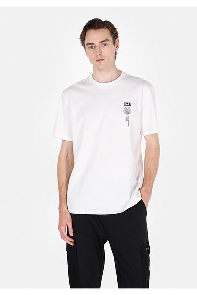 Colin's Tricou alb cu mânecă scurtă pentru bărbați, cu gât rotund, confortabil