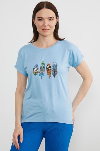 Sementa Tricou imprimat cu spatele lung - Albastru