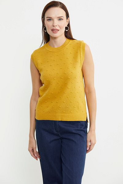Sementa Yellow Crew Neck Wool Knitwear Sweater