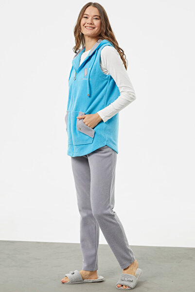 Sementa Yelekli Çift Renk Polar Eşofman Takım - Mavi