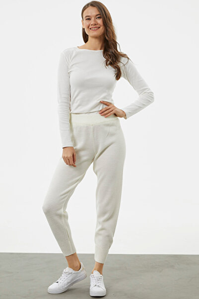 Sementa Jogger Comfortable Fit Knitwear Trousers - Bone