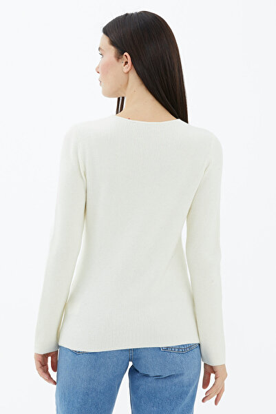 Sementa V-Neck Basic Knitwear Sweater - Ecru