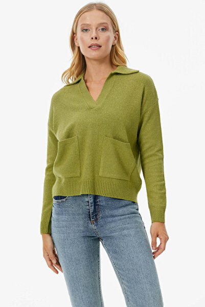 Sementa Πλεκτό πουλόβερ με γιακά Polo με τσέπη - Πράσινο