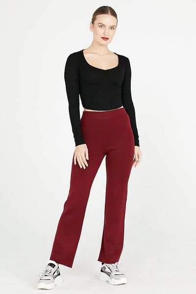 Sementa Women's Knitwear Trousers - Claret Red