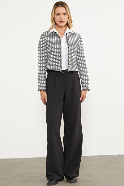 Sementa Короткий трикотажний піджак у клітинку - чорний