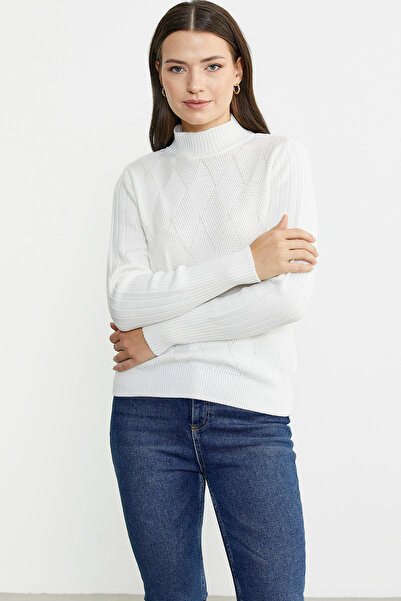 Sementa Fisherman Half Motif Knitwear Sweater - Bone