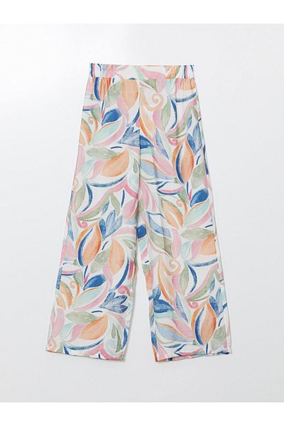 LC Waikiki New Season Elastic Waist Patterned Wide Leg Women's Trousers - S5Kr01Z8