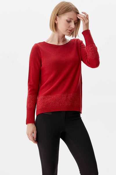 Sementa Boat Neck Glitter Detailed Knitwear Sweater - Red
