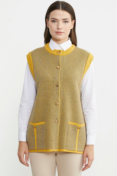 Sementa Corded Knitwear Vest - Double Color Wool, Sun Model