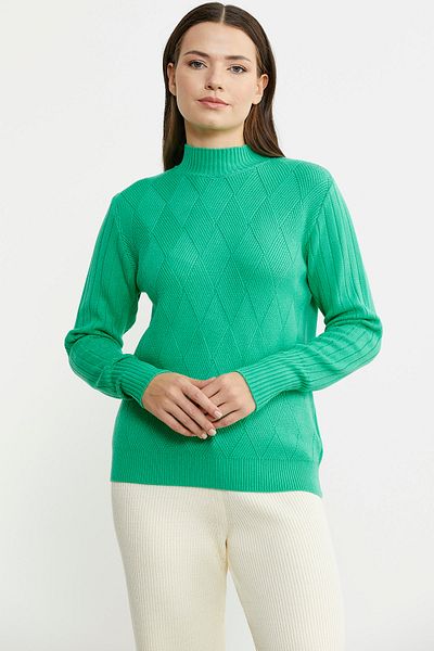 Sementa Pulover verde din tricotaje - Motiv pe jumătate de pescar