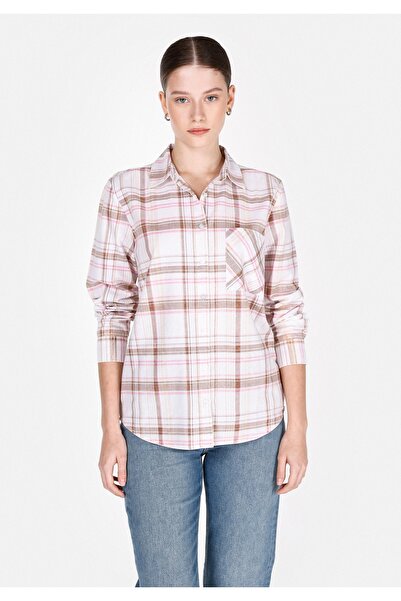 Colin's Κανονική Μπλούζα με Κορμό Μπλε και Πουά Γυναικεία Μπεζ Μακρυμάνικη Μπλουζάκι