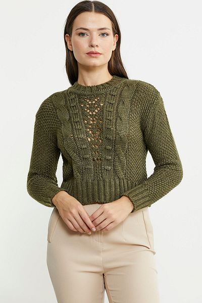 Sementa Pulover din tricot din lână cu motive pentru tricotat păr kaki