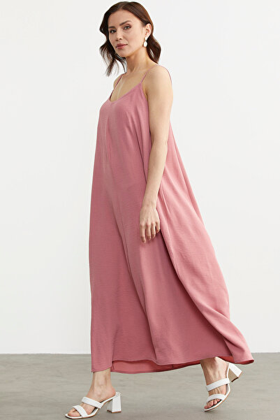 Sementa Pink Long Crepe Dress - Adjustable Strap